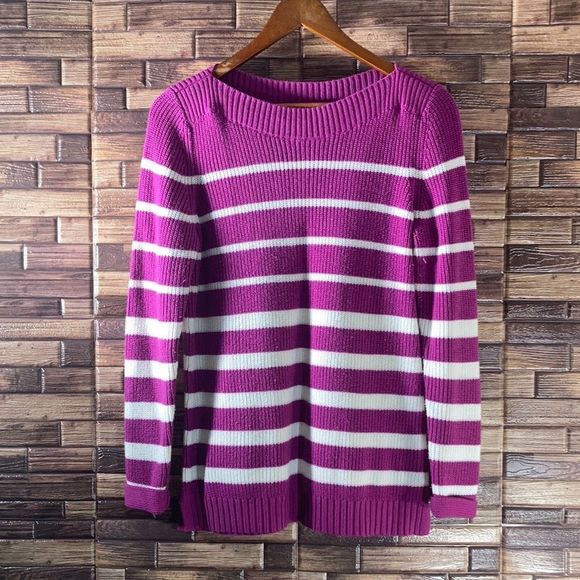 Womens Talbot SHAKER STITCH SWEATER - VARIEGATED STRIPESmall Petite - Picture 2 of 10